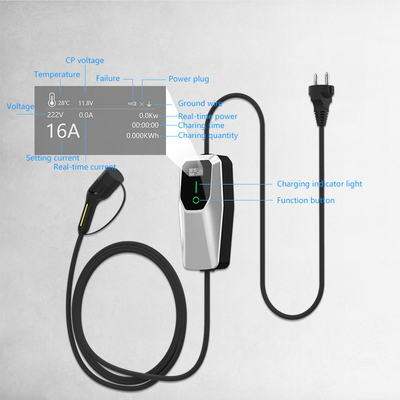 3.5kW 7kW 11kW Ev Cargador Ac Cargador portátil IP65 a prueba de agua