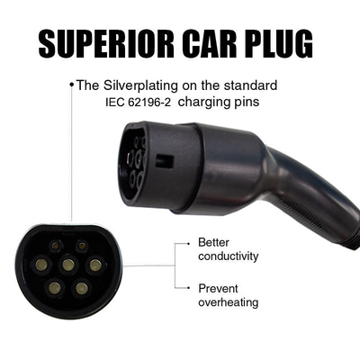 UL94-V0 Clase de llama 16A-32A Tipo 1 a Tipo 2 Cable de carga de vehículos eléctricos para vehículos eléctricos