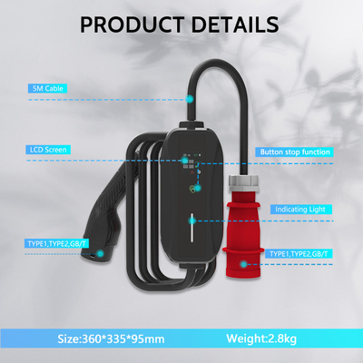 KIWI GBT Tipo 2 Estación de carga rápida de vehículos eléctricos 16A Cargador de vehículos eléctricos portátil para BYD