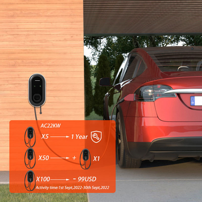Estación de carga rápida de 3 fases enchufable de 22 kW GB/T OCPP Wall Box EV para coches eléctricos