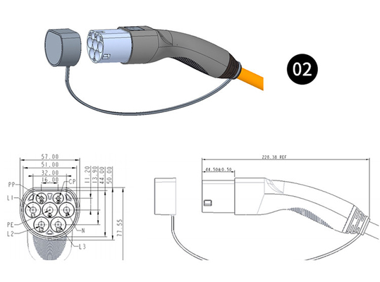 16A-32A Cable de carga de automóviles para vehículos de energía eléctrica portátiles KIWI EV