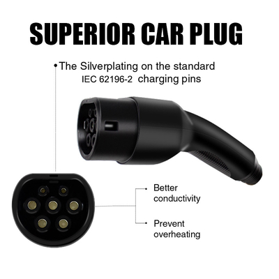 Cables de carga de vehículos eléctricos universales de 5 m 16A-32A de tipo 1 a tipo 2