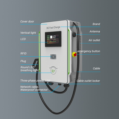 Cargador de caja de pared DC 30kW 40kW Coches CCS 40A Cargador de EV rápido 600V Frecuencia de red 50Hz