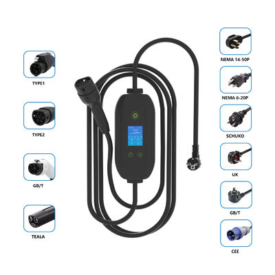 3Cargador de vehículos eléctricos portátil de 5 kW con enchufe tipo 1 IP67 16A